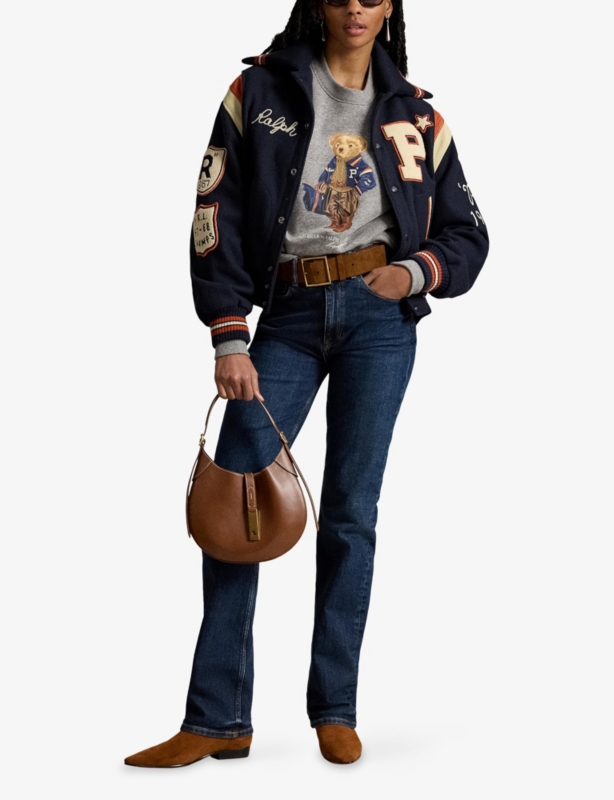 Polo Bear Print Fleece-Back Cotton-Blend Sweatshirt