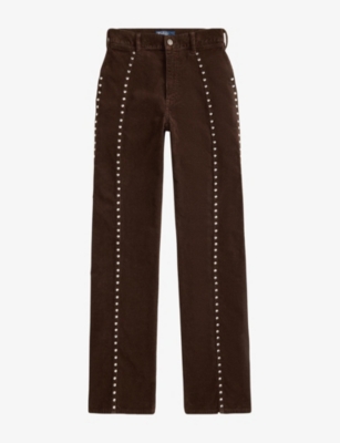 Womens Polo Ralph Lauren Studded Tapered-Leg Corduroy Trousers