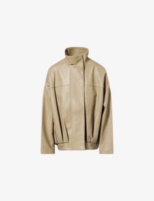 Womens The Frankie Shop Veren Funnel-Neck Faux-Leather Bomber Jacket