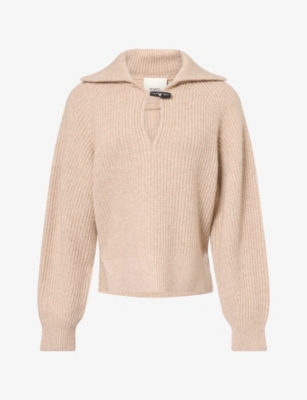 Isabel Marant Womens Miranda Toggle Wool And Cashmere Jumper Beige In Neutral