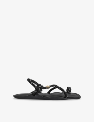 Flowze Womens Black Flo Square Woven Sandals Eur 40 / 7 Uk In Animal Print