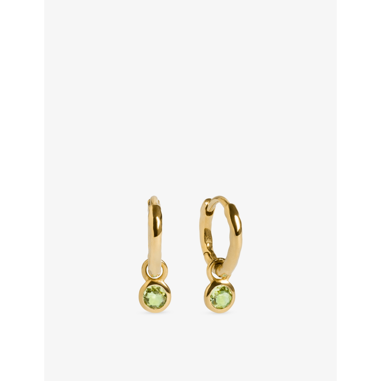 Monica Vinader August Birthstone Peridot Huggie Earrings in 18ct Yellow Gold Vermeil