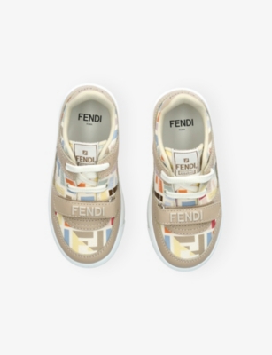 Fendi Ff-print Touch-strap Sneakers In Brown
