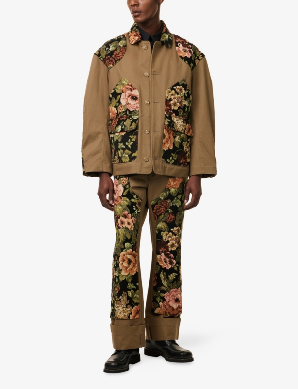 Floral-Print Patchwork Cotton Field Jacket