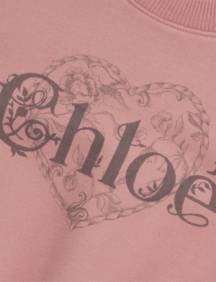CHLOE: Brand-Print Long-Sleeve Cotton Sweatshirt 4-14 Years