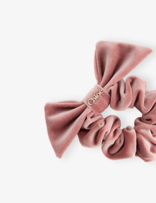 CHLOE: Bow Brand-Plaque Velvet Scrunchie
