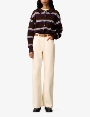 CLAUDIE PIERLOT: Striped Relaxed-Fit Knitted Cardigan