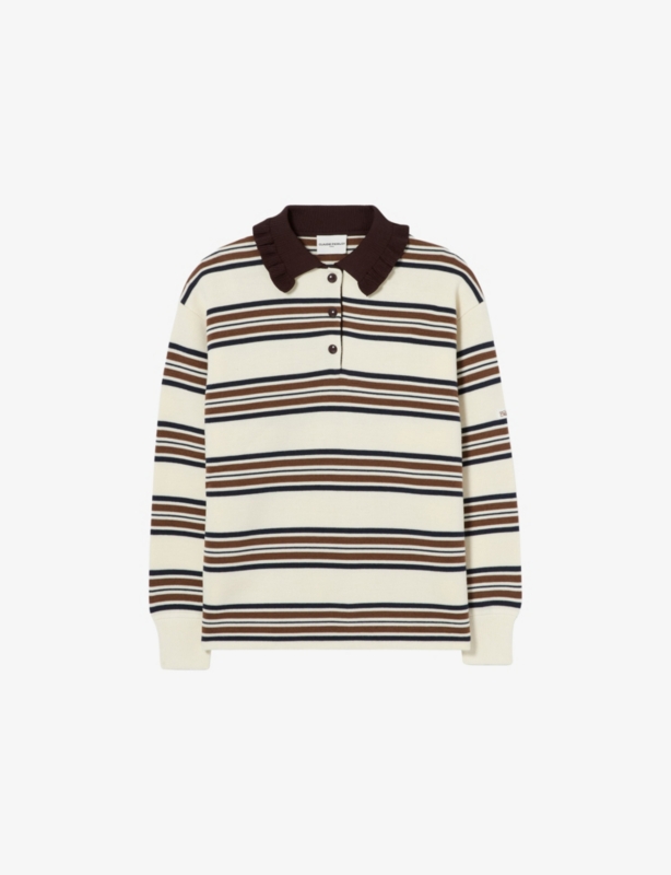 Oversized Striped Knitted Polo Jumper
