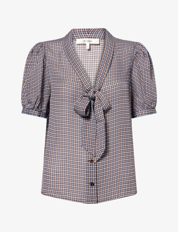 The Sonnet Houndstooth-Pattern Silk Blouse