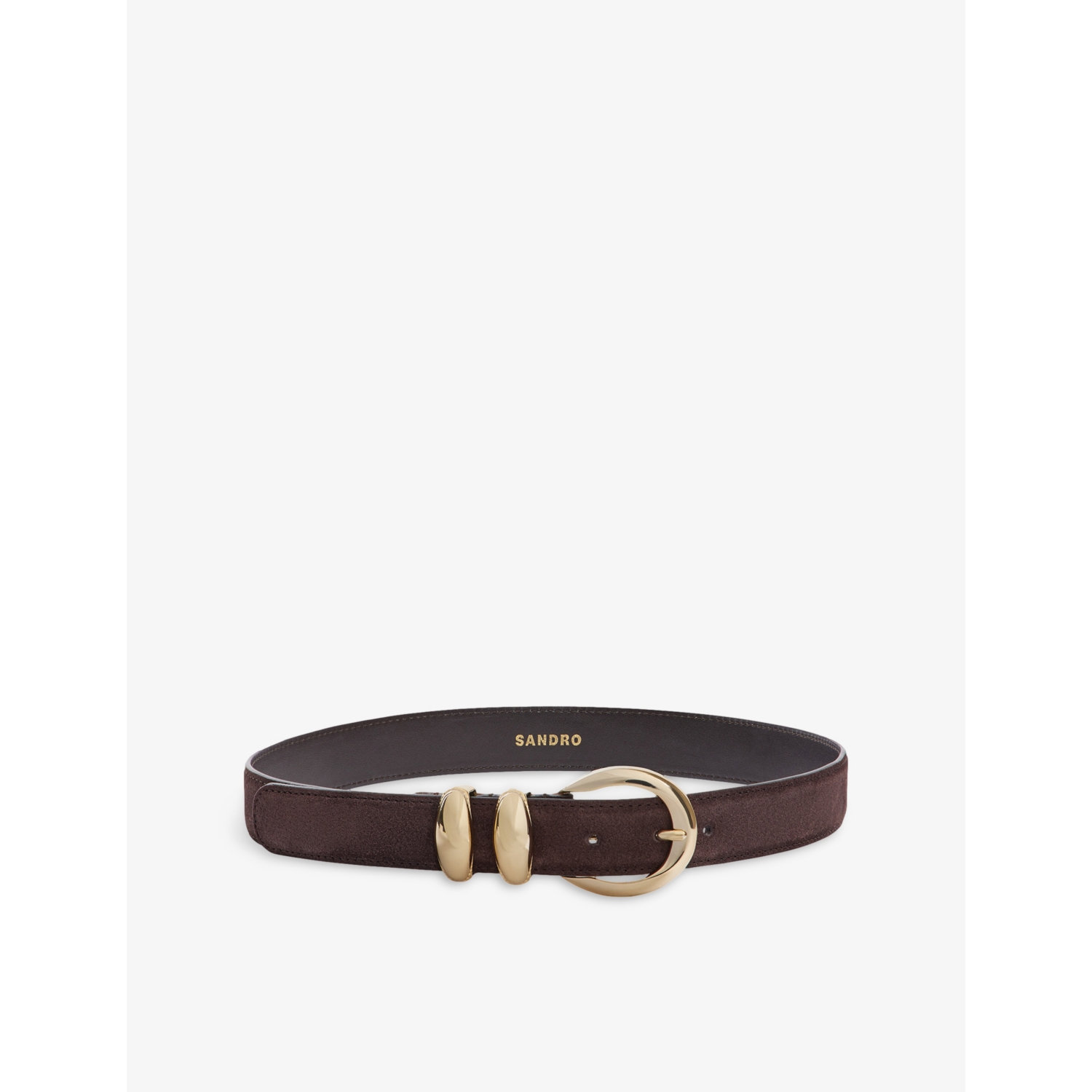 Sandro Round-Buckle Suede Belt