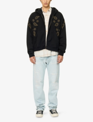 FOUND: Stud-Embellished Zip-Up Cotton Hoody