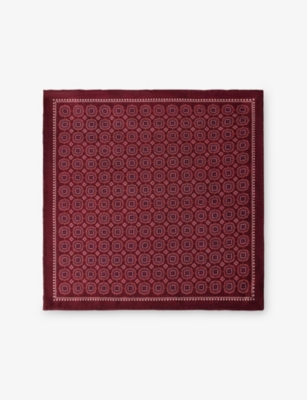 Hackett Mens Printed Double-face Wool Hank Oxblood Red