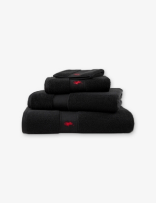 Ralph Lauren Polo Player Cotton Towel In Black
