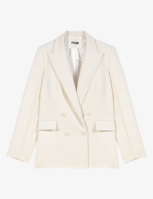 Maje Womens Tailored Double-breasted Wool-blend Blazer Ecru