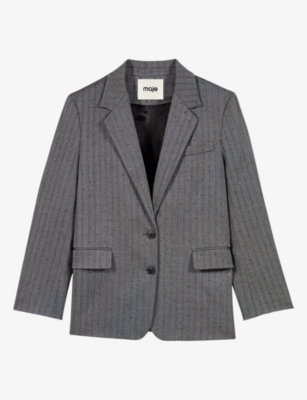 Maje Womens Tailored Single-breasted Stretch-woven Blazer Grey