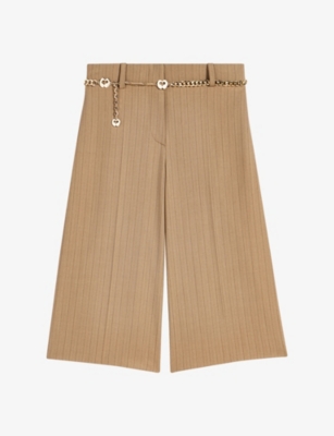 Maje Womens Beige Tailored High-rise Stretch Wool-blend Bermuda Shorts