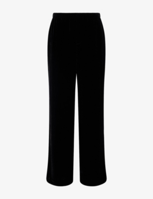 Rohe Frames Womens Relaxed Straight-leg Silk-velvet Trousers Black