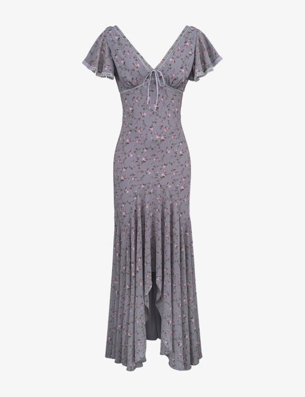 Amina Rose-Print Georgette Maxi Dress