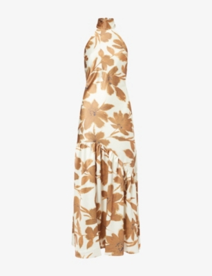 Pretty Lavish Womens Petal Avery Halterneck Satin Maxi Dress