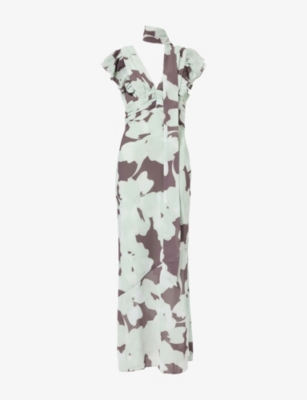 Pretty Lavish Womens Mint Andi Ruffle Crepe Maxi Dress