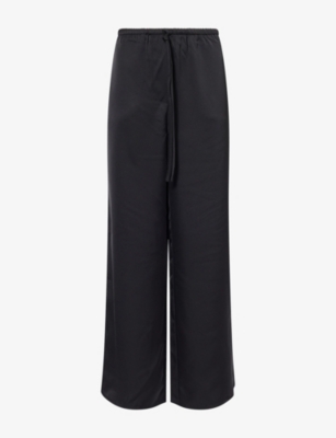 Pretty Lavish Womens Black Breya Wide-leg Satin Trousers