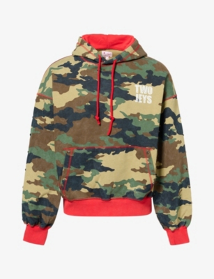 Twojeys Mens Cross Camo Graphic Cotton-jersey Hoody