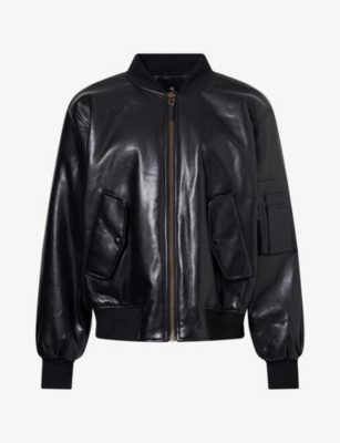 Anine Bing Womens Leon Leather-blend Bomber Jacket Black