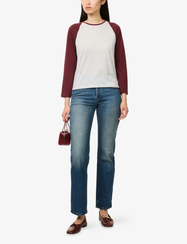 Long-Sleeve Raglan Cotton-Jersey T-Shirt