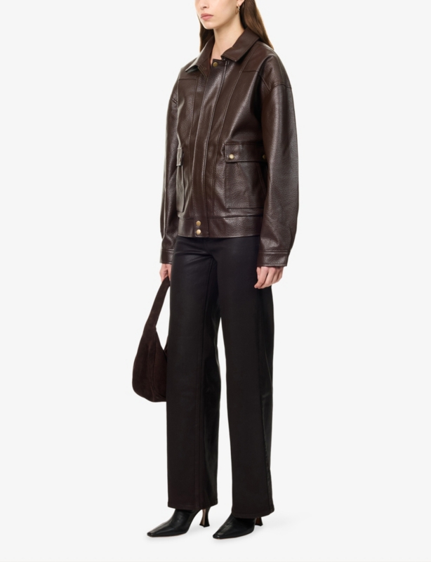 Sasha 32in Wide-Leg Coated Woven Trousers