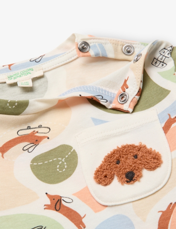 Dog-Embroidered Long-Sleeve Cotton T-Shirt 0-18 Months