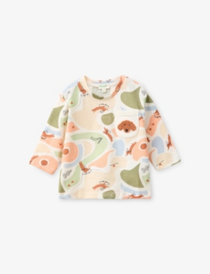 Benetton Babies' Dog-embroidered Long-sleeve Cotton T-shirt 0-18 Months Multicolor