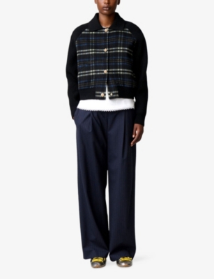 CLAUDIE PIERLOT: Checked Wool-Blend Jacket