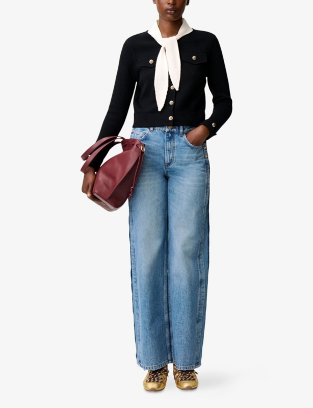 Tie-Neck Knitted Wool and Cotton Cardigan