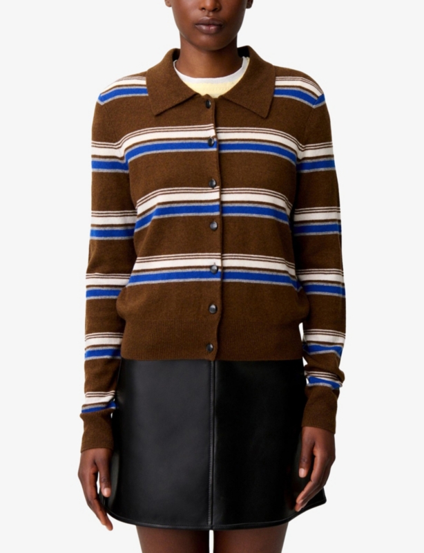 Striped Knitted Wool and Cashmere Cardigan