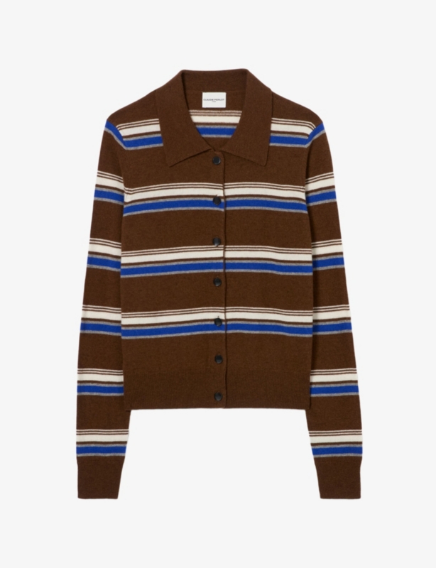 Striped Knitted Wool and Cashmere Cardigan