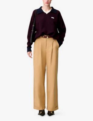 CLAUDIE PIERLOT: Layered-Collar Branded-Patch Wool-Blend Jumper