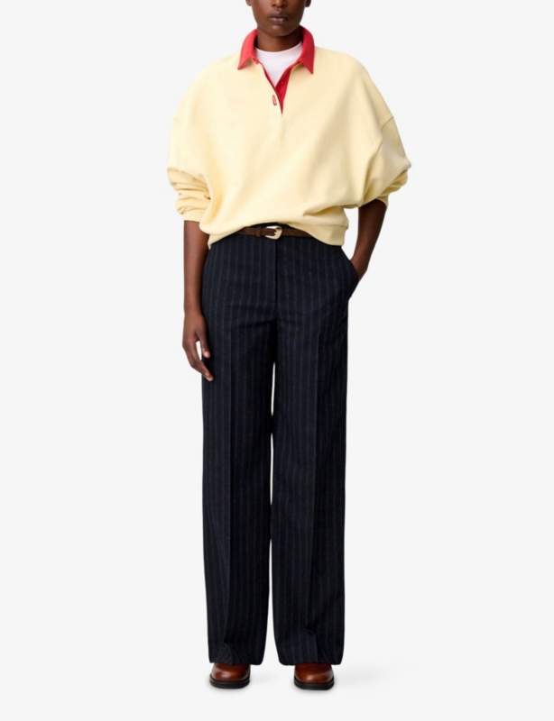 Pinstriped Straight-Leg Wool-Blend Trousers