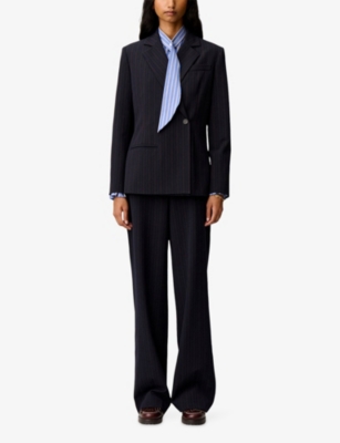 CLAUDIE PIERLOT: Striped Tailored-Collar Stretch-Woven Jacket