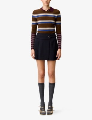 CLAUDIE PIERLOT: Wrap Belted-Waist Stretch-Woven Mini Skirt