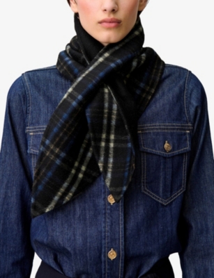 CLAUDIE PIERLOT: Checked Double-Sided Wool and Alpaca Scarf