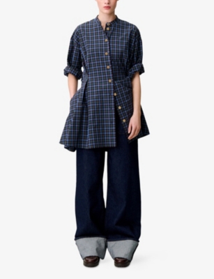 CLAUDIE PIERLOT: Checked Tie-Waist Cotton Mini Dress