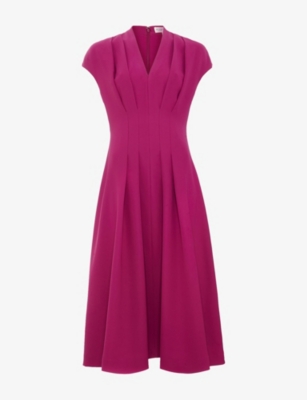 Phase Eight Womens  Hanna Cap-sleeve Stretch-woven Midi Dress In Fuchsia