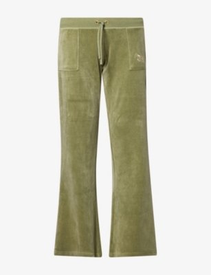 Juicy Couture Womens Rebelle Caisa Velour Jogging Bottoms Oil Green Xs