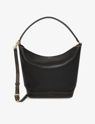 Sandro Womens Brown Logo-embossed Suede Shopper Tote