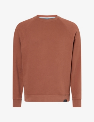 Finisterre Mens  Coho Crew-neck Cotton Sweatshirt In Mahogany Brown