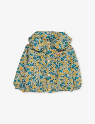 Tiny Cottons Babies' Llared Floral-print Padded Cotton Jacket 6-24 In Green
