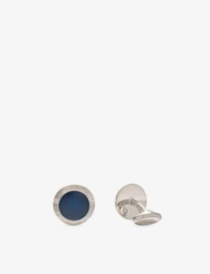 Dunhill Mens Ad Coin Silver Cufflinks Navy