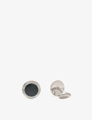 Dunhill Mens Ad Coin Onyx Silver Cufflinks Black