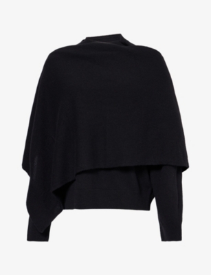 Darkpark Womens Addison Cashmere And Merino-wool Knit Scarf Top Black