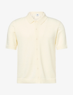 Nobl Mens Warner Short-sleeve Knitted Shirt Cream Xl